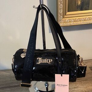 Juicy Couture NWT Queen of Everything Crossbody Bag Black Sequins Rhinestones